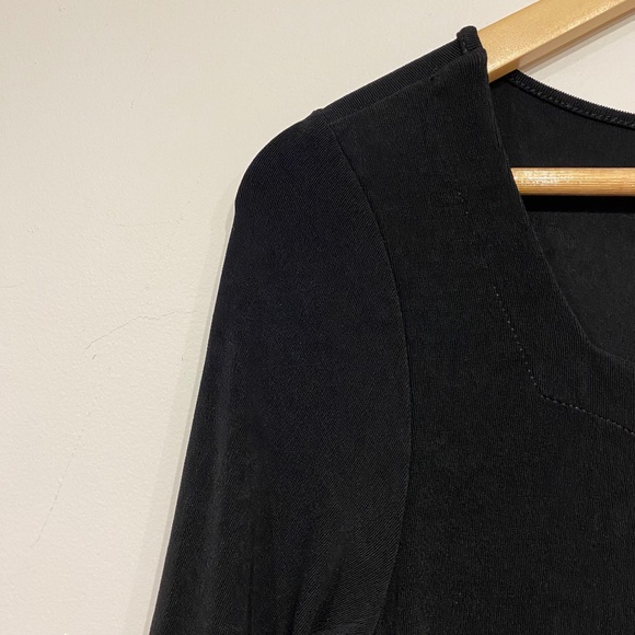 Chico's Traveleres Black Stretchy Short Sleeve Midi Dress Size Chics's 0 or US 4 - Picture 2 of 5